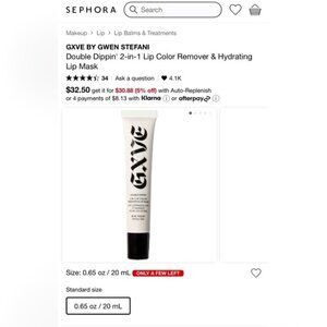 Sephora NWT GXVE Double Dippin' 2-in-1 Lip Color Remover & Lip Mask Gwen Stefani